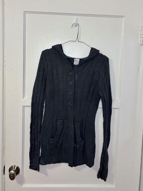 Vintage Roxy Hooded Button Up Baby Doll Sweater